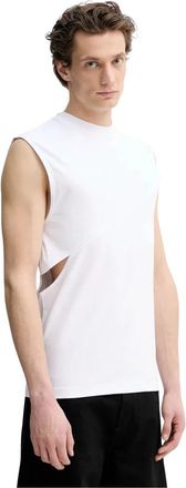Heliot Emil T-shirt zonder mouwen met uitsnijding - Heren - Tops zonder mouwen - Wit - M - Katoen - Tops