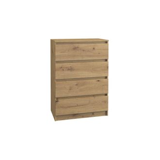 Hucoco Aster T4 - Cassettiera moderna con 4 cassetti - 97x70x40 - Mobile contenitore - Stile scandinavo - Aspetto legno