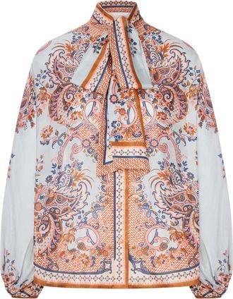Zimmermann ASTER BLOUSE WITH NECK BOW IN PURE SILK - Zimmermann - Woman