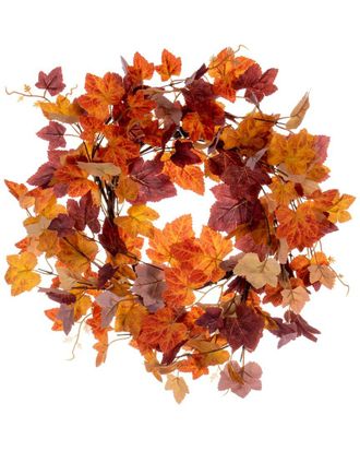 Vickerman 16In Artificial Fall Maple Leaf Candle Ring Wreath