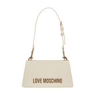 Love Moschino Beige Faux Leather Handbag with Gold Accents