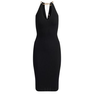 Elisabetta Franchi Midi Dresses, female, Black, Size: XL Abito in maglia con cintura