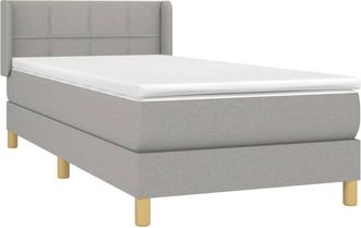 vidaXL Vidaxl - Cama Box Spring Con Colch&oacute;n Tela Gris Claro 100x200 Cm