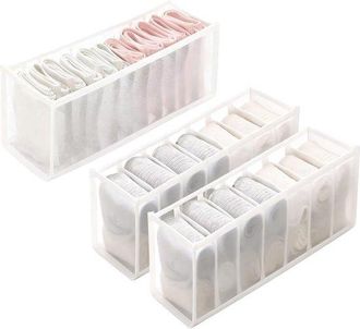 No Brand Cajas Organizadoras Para Guardar Calcetines Y Ropa Interior, Para Un Armario Ordenado Y Que Ahorre Espacio. Color Blanco. Tres Unidades En Total