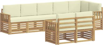 vidaXL Conjunto De Sof&aacute;s De Exterior 8 Uds. Blanco Y Crema Poli&eacute;ster Vidaxl
