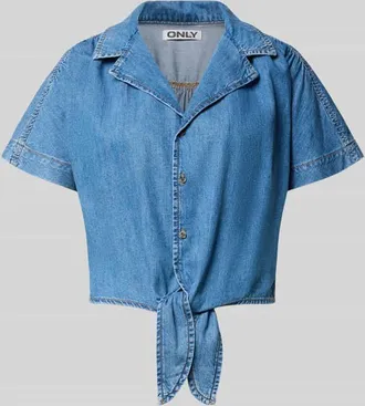 Only Cropped Jeansbluse aus reiner Baumwolle Modell PAULA in Jeansblau, Gr&ouml;&szlig;e XL