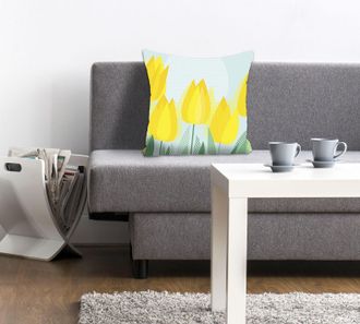 Queence Dekokissen »Rebekka« mit gelben Tulpen