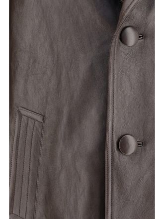 Prada Mens Leather Caban Jacket Coffee Brown Lamb Coat