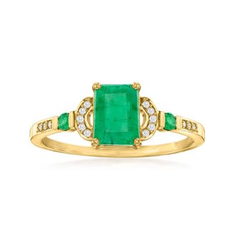 Canaria Canaria Emerald Ring With Diamond Accents in 10kt Yellow Gold