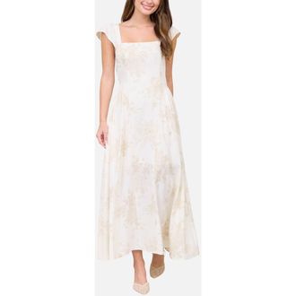 Blu Pepper Floral Jacquard Midi Dress in Light Khaki at Nordstrom Rack, Size Medium