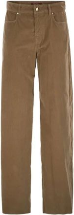 Max Mara Mstfragola Rechte Broek - Dames - Broeken - Beige - Maat: S Katoen