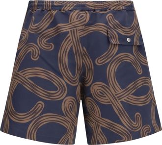 Loewe Mens Technical Swim Shorts Navy-Brown Polyester Beachwear Navy/brown Sea Clothing