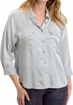 Xcvi Baris Snap-Up Shirt In Silver