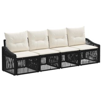 vidaXL Conjunto De Sof&aacute;s De Jard&iacute;n 4 Pcs Negro Rat&aacute;n Sint&eacute;tico Vidaxl