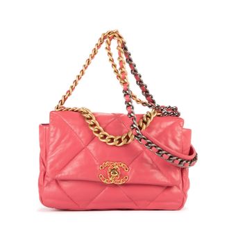 Chanel Pre-owned Womens Classic 19 Flap Shoulder Bag - Pink - One Size