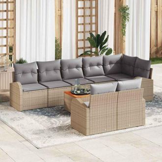 vidaXL Conjunto De Sof&aacute; De Jard&iacute;n 9 Pcs Beige, Gris Claro Vidaxl