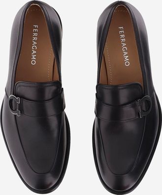 Ferragamo Mens Leather Loafers Black Calf
