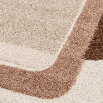 Sweeek Alfombra Interior Con Dise&ntilde;o Gr&aacute;fico Marr&oacute;n, Rosa Y Beige