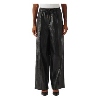 Michael Kors Broeken, Dames, Zwart, S, Katoen, Faux Leather Broeken