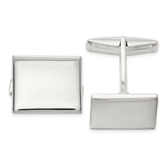 Diamond2Deal Sterling Silver Polished Rectangle Cuff Links