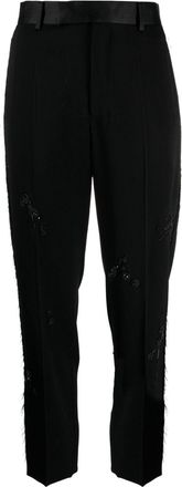 Undercover embroidered straight-leg trousers - women - Wool/Polyester/Silk - 3 - Black