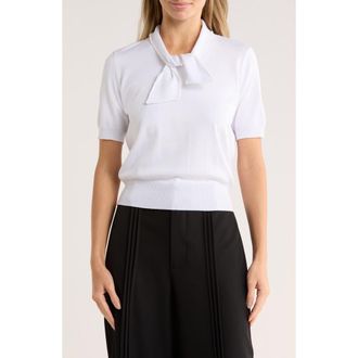 By Design Harmony Short Sleeve Tie Front Sweater in White at Nordstrom Rack, Size X-Small