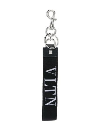 Valentino Garavani VLTN logo keyring - men - Polyamide/Calf Leather/Zamak - One Size - Black