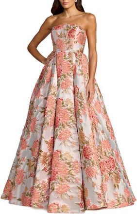 Mac Duggal Strapless Floral Brocade Ball Gown With Pockets in Pastel Multi at Nordstrom, Size 12