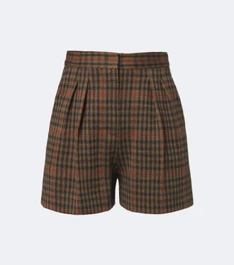 Max Mara Prince of Wales wool and cotton shorts