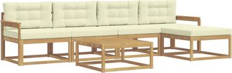 vidaXL Conjunto De Sof&aacute;s De Exterior 6 Uds. Blanco Y Crema Poli&eacute;ster Vidaxl