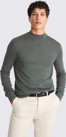 Moss Mid Teal Merino-Blend Mock-Neck Jumper