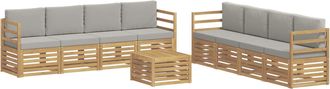 vidaXL Conjunto De Sof&aacute;s De Exterior 9 Uds. Blanco Y Gris Claro Vidaxl