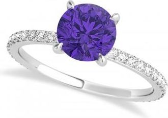 Allurez Round Tanzanite & Diamond Hidden Halo Engagement Ring Platinum (1.68ct)