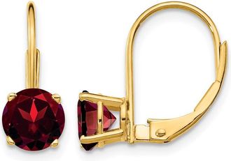 Diamond2Deal 14k Yellow Gold 6mm Garnet Drop Dangle Earrings