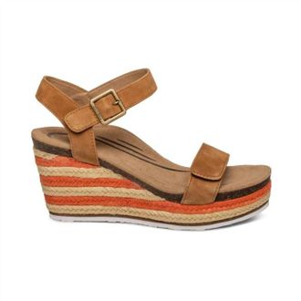 Aetrex Womens Sydney Espadrille Wedge In Cognac