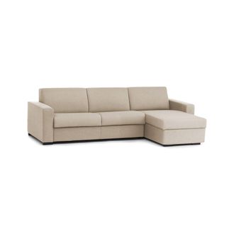 Talamo Italia Sof&aacute; Fijo Nicoletta, Sof&aacute; De Esquina, 100% Made In Italy, Sof&aacute; Sala De Estar, Con Contenedor Reversible Peninsula, En Tela Acolchada, Con Reposabrazos