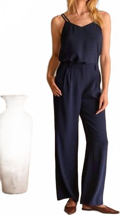 Skies Are Blue Clothing High Waisted Wide Leg Pants In Navy