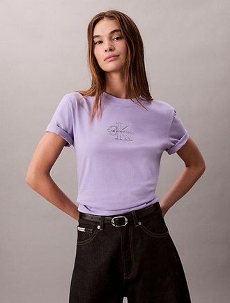 Calvin Klein T-shirt met glanzend metallic logo