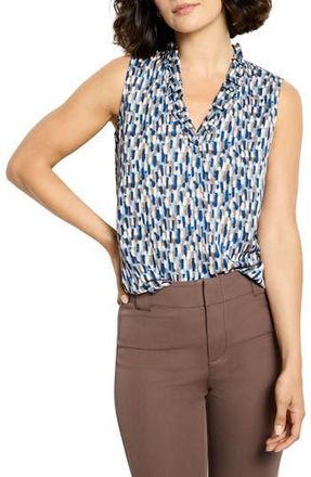 Nic+Zoe Brushstrokes Ruffle Sleeveless Top in Neutral Multi at Nordstrom Rack, Size Large