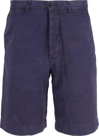 Mr P. Straight-Leg Garment-Dyed Twill Bermuda Shorts in Blue Cotton