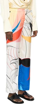 F.R.S. For Restless Sleepers Zijden broek met bloemenprint - Dames - Straight fit broeken - Veelkleurig - S - Broeken