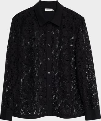 SIMKHAI Mens Lace Button-Down Shirt