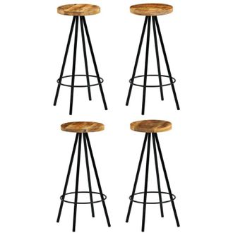 vidaXL Bar Chairs 4 pcs Solid Mango Wood vidaXL