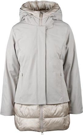 Bomboogie Padded Pearl Grey Short Jacket with Combined Closure