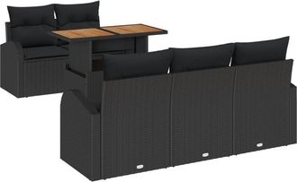 vidaXL Garden Sofa Set with Storage 6 pcs Black Poly rattan Vidaxl