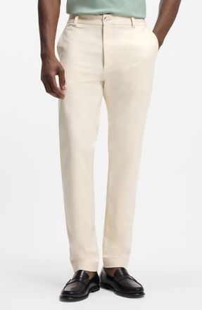 BOSS Kane Flat Front Straight Leg Pants in Open White at Nordstrom, Size 34 X 32