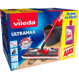 OEM Fregona Plana Ultramax Con Cubo De 13 L Con Escurridor + Ajax -vil 140910