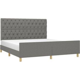 vidaXL Cama Sin Colch&oacute;n De Tela Gris Oscuro 160x200 Cm Vidaxl