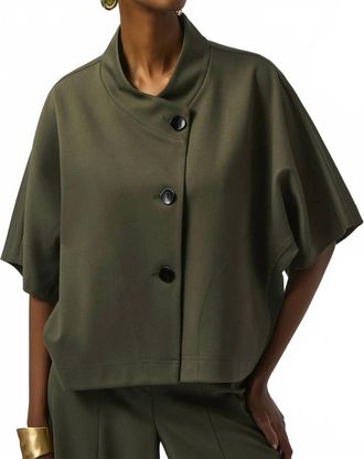 Joseph Ribkoff Heavy Knit 3/4 Sleeve Boxy Top In Avocado