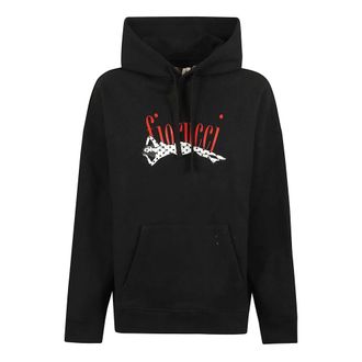 Fiorucci Hoodies, female, Black, Size: 2XS Polka Dot Pin Up Print Relaxed Hoodie